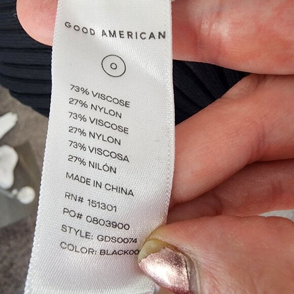 NWT Good American Angled Rib Mock Halter Bodycon Midi Dress Black XSmall/Small - Picture 14 of 15
